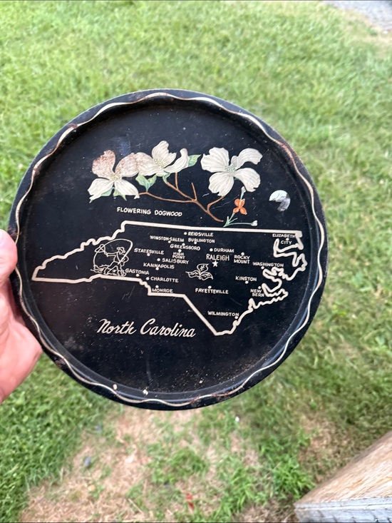None Other - North Carolina Black Decorative Wall Plaque with Dogwood Floral Design